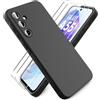 Ikziwreo Cover per Samsung Galaxy A55 5G + 2 Proteggi Schermo in Vetro Temperato,Custodia in Silicone Morbido TPU Liquido,Case Protettiva Gomma Antiurto - Nero