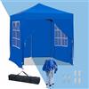 Mingone Gazebo Esterno Resistente da Giardino, Gazebo 2x2 Pieghevole Impermeabile con 4 Pannelli Laterali, Tenda da Mercato Pop-up, per Campeggio Feste, Blu