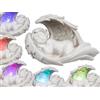 DRW Angelo in poliresina addormentato sdraiato sopra ala con LED Set di 2 pezzi Resina bianca 6 x 19 x 11 cm