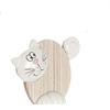 DRW Figura Gatto Legno e Ceramica Bianco e Naturale 8x2.5x10 cm