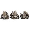 DRW Set 3 Buddha della Felicità sentire Vista e tacere seduti Argento 9x7.5x7.5 cm