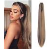 Cybelleza 55cm Coda di Cavallo Extension Capelli Sintetici Extension Coda Finta Capelli Lisci Posticci per Capelli Lunghi Ponytail Claw Parruchino per Donna, Biondo scuro & Marrone Cioccolato