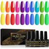 Shining She Smalto Semipermanente Neon,10 Colori Classico Estate Smalto Semipermanente Unghie Soak-off UV/LED,Rosso Rosa Blu Verde Viola Arancione Giallo,Salone per Unghie di casa, 8ML