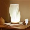 UYKKE Lampada da comodino base in legno - Lampada da tavolo con controllo a pulsante per camera da letto dimmerabile in 12 modi, con paralume in PLA per soggiorno (Bianco-A, Grande)