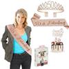 Original Cup Bday® Kit Compleanno 50 Anni Donna | Sciarpa Miss Oro Rosa | Corona Diadema con Strass | Candele numero 50 | Accessorio Festa Indimenticabile | Decorazione Compleanni per Ragazza | OriginalCorner®