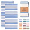 MOMOMUS Telo Mare Grande, 2 Fouta XL, 90 x 180 cm, 100% Cotone, Celeste | Telo mare cotone leggero: set di 2 fouta XL a righe tinte in filo, compatte, 90 x 180 cm, con frange rifinite a mano