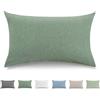TOCOMOA Federe Cuscino Letto 40x60 cm Set Da 2, Copricuscino Letto Cotone Lavato Al 100%, Aspetto Lino E Federa Traspirante Verde Con Cerniera