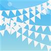 Laipuke Ghirlanda di Bandierine Bianco, 10M con 40 Pezzi Bandierine Triangolari Cotone per Decorazioni per Carnevali Scuola Patio Campeggio Compleanno Matrimonio Natalizie Festa Interni Esterni