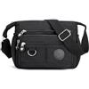 YYW Borsa a tracolla da donna multi tasca in nylon borsa a tracolla impermeabile borsa da viaggio leggera, Nero #001, Taglia unica