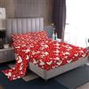 Homewish Set di lenzuola matrimoniali per San Valentino, romantici cuori d'amore, per coppie di bambini, motivo Kawaii Doodle a tema geometrico rosso bianco, lenzuolo superiore decorativo per camera