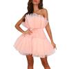 Generic Abito in Tulle da Donna Abito Corto gonfio da Ballo Senza Spalline Abiti da Fata di Compleanno con Volant Cocktail Party Abito con Poofy Servizio Fotografico Vestito A Fiori (Pink, M)