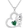 Tusuzik Collana Donna Argento 925 Collana Cuore Farfalla Maggio Birthstone Necklace Idee Regalo Gioielli Donna per Mogile/Sorella/Amiche Regali Anniversario Compleanno Festa della Mamma Valentin's Day