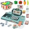 Maycoly Registratore di Cassa Giocattolo con Scanner, Microfono, Suono, Nastro e Lettore di Carta Set di Accessori, Supermercato Giocattolo per Bambini 3 4 5 Anni Ragazza Ragazzo, Verde