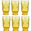 Sungmor Set di 6 bicchieri vintage highball, bicchieri da 306,2 g in rilievo, bicchieri da succo ambrati, bicchieri da cocktail, bicchieri alti in vetro per birra, soda, whisky