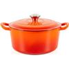 Lätt Home Cocotte in Ghisa Smaltata Arancione. Forno Olandese Pentola Rotonda Antiaderente 23x11 CM - 4 L. Casseruola Pentola in Ferro per Induzione, Vetroceramica e Forno