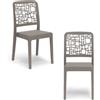 REDÒKASA Set 2 sedie in polipropilene MEDEA, MADE IN ITALY, impilabile, idrorepellente, resistenza raggi UV, design moderno per sala da pranzo, cucina, sala d'attesa, bar, ristoranti, giardino (Tortora, 2)