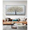 RGVV Quadri Astratti Dipinti A Mano Grandi,Arte Murale Originale Extra Large Dipinto Ad Olio Dipinto A Mano Albero Della Vita Quadro Dipinto Murale Senza Cornice Lamina D'Oro Opere D'Arte Strutturate Dec