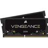 Corsair Vengeance SODIMM 64GB (2x32GB) DDR4 2933MHz C19 Memoria per Laptop/Notebook , Nero