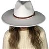 G27 Cappello Donna Fedora Cinturino Marrone Falda Larga Regolabile Panama Cowboy (Bianco)