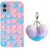 CrazyLemon Custodia per iPhone 11, Forma d'amore Custodia per Cellulare Push Pop it Camouflage Custodia Protettiva in Morbido Silicone con Pom Pom Ball - 02