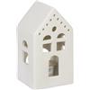 Relaxdays Casetta Portacandele in Ceramica, Casa Luminosa Porta-Tealight, per 1 Candelina, HLP: 12 x 6,5 x 6 cm, Bianco