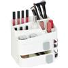 Relaxdays Organizer per Trucchi, Organizzatore Make Up con 21 Scomparti Cosmetici, in Plastica, 21,5x26x21 cm, Bianco