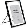 SWAWIS 1x Cornice per Foto in Piedi in Vetro A5, 15 * 20cm Portafoto in Metallo Nero, Cornici per DIY Regalo Decorazione, Rotazione dell'Angolo 60°