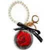 Exporee Rosa Eterna Fatta a Mano Rosa Stabilizzata Confezione Regalo Rose Mai Appassite Fiore Eterno per Amante Regalo per lei San Valentino Festa della Mamma (Rosa con Portachiavi)