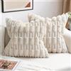 ZWJD 2 Pezzi Federe Cuscini Divano Beige 40x40 Cuscini per Divano in Pelliccia Sintetica Morbida Soffice Cuscino Decorativo Cuscino per Soggiorno Divano Camera da Letto Arredamento