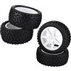 Tyenaza 1/10 RC Camion Ruota di Gomma Pneumatico Cerchi in Lega di Alluminio e Pneumatico in Gomma Modello Quadrato Nero 4pcs (Bianco)