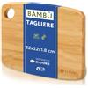 Daniks Tagliere in Legno di 100% Bambù | Tagliere da Cucina con Foro D'impugnatura | 32x22x1.8 cm | per Pane, Pizza, Pasta, Aperitivo