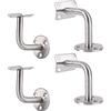 Lulullaby 4 PCS Staffe per Corrimano in Acciaio inossidabile,Corrimano Scale in Acciaio Inox Resistente,Corrimano Zincata,Scale Supporto a Parete,per Supporti Ringhiere in Legno Metallo,Ringhiera a Parete