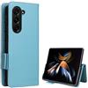 GOKEN Cover Pelle per Samsung Galaxy Z Fold5 5G, Magnetica Custodia con Supporto di Stand & Carte Slot, Flip Case con Portafoglio -Azzurro