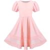 Sunny Fashion Vestito Bambina Giallo Increspatura Collo Quadrato Senza Schienale Puff Manicotto Bello Elegante 4 Anni