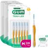 GUM TRAV-LER Scovolini interdentali | manico flessibile | pulizia profonda tra i denti e rimozione della placca | 1.3 mm, ISO 4 | Taglia M | Confezione 3x6 (+ 1 campione omaggio)
