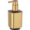WENKO Dispenser sapone Auron Oro, dosatore di sapone riempibile per sapone liquido e lozione, in pregiata plastica con superficie cangiante color oro, 7 x 16,5 x 8 cm, capienza 300 ml