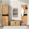 PD1 Set mobile ingresso con specchio, panca scarpierae appendiabito, mobile ingresso separato industriale per camera da letto, Marrone | Aosom Italy