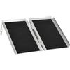 HOMCOM Rampa per Sedia a Rotelle Pieghevole con Guide Laterali, in Lega di Alluminio, 61x72 cm, Argento e Nero|Aosom