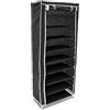 Relaxdays Armadio per Scarpe con 9 Cassetti, in Stoffa, HBT: ca. 151x60x30 cm, per 36 Paia, con Cerniera, Nero