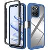 COMAKU Cover per Honor X6 / Honor X8 5G / Honor 70 Lite, Trasparente PC Rigido Antiurto 360 Gradi TPU Silicone Custodia Protezione Bumper - Blu