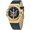 Maserati Orologio Uomo, Collezione POTENZA, al Quarzo, Tempo e data, in Acciaio, PVD Oro, Pelle naturale - R8851108035