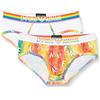 Emporio Armani Stretch Cotton Rainbow Logo 2-Pack Brief, Slip Uomo, Multicolore (Multicolor-White), M