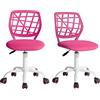 FurnitureR 2 pezzi Home Office Chair, Ergonomic Adjustable Height Swivel Rolling. Sedia da computer colorata per ufficio a casa, rosa, metallo, rosa, rosa, 38,5 cm x 40 cm x 75-87 cm