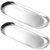 Volhuluk 2 pezzi Vassoio per Piatti D'argento, Vassoio Portaoggetti In Acciaio Inox, Vassoio Gioielli D'argento, Vassoio Ovale Portaoggetti, per Caffe, Gioielli, Candele, Vassoio da Portata Lucido