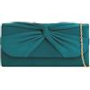 Purple Possum® Pochette da donna in finta pelle scamosciata, colore verde acqua, Foglia di t, medium