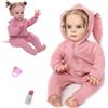 HUYRP Bambole Reborn 24 Pollici - 60 cm Bambole Neonato Bambina Vinile Baby Doll Corpo Di Cotone Reborn Baby Dolls Sembra Una Vera e Propria Bambole Neonato Baby Doll Brithday Gift