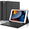 SENGBIRCH Custodia Con Tastiera per iPad 9/8/7 Generazione, 10,2 Slim Smart Cover, Mini Bluetooth Tastiera, Nero