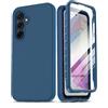 LeYi Cover per Samsung A55 Custodia con Protezione Schermo Integrata, 360 Gradi Protezione Completa Protettiva Custodie Bumper Rugged Cellulare Case perSamsung Galaxy A 55 5G, Blu