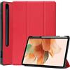 BAOFA Custodia per tablet Sumsung Galaxy Tab S7 FE 12,3 2021 (SM-T730/T736)/S7 Lite Tablet Cover Cover morbida TPU con Auto Wake/Sleep Cover (colore rosso)