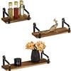 Relaxdays Set 3 Mensole da Muro, Salotto & Corridoio, Ripiani Decorativi,Legno & Metallo,L 23,33 & 43 cm l'una,naturale
